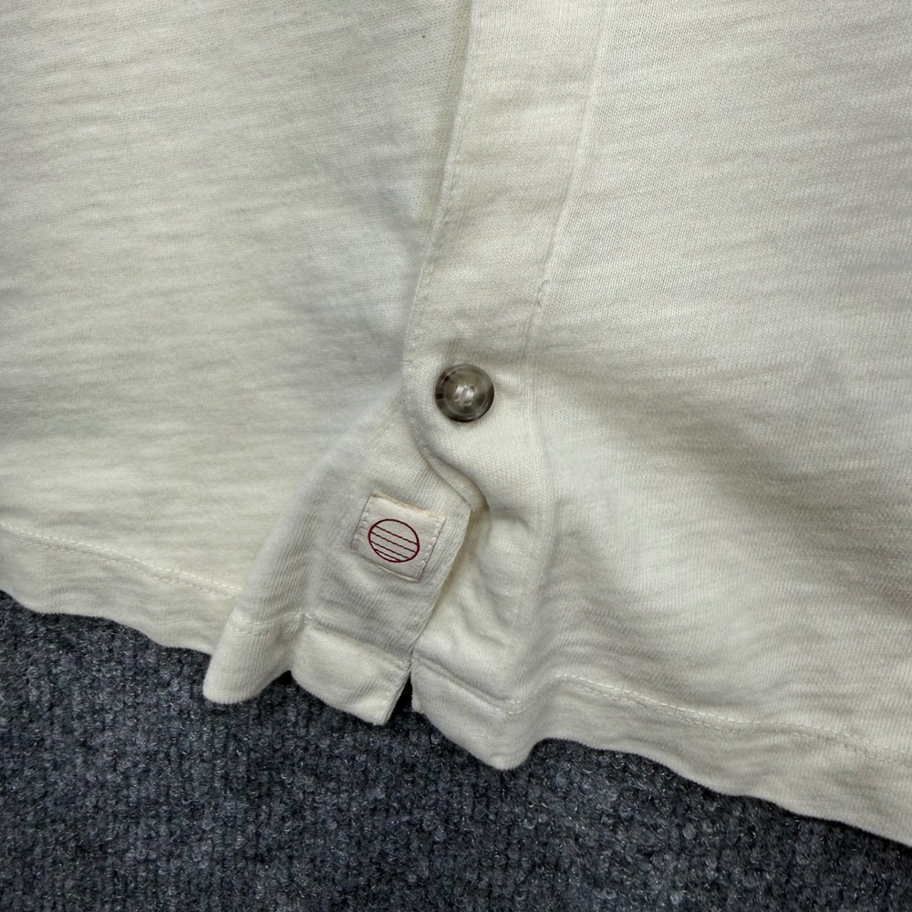 Marine Layer Mens L/XL Cream Cotton Slub Short Sleeve Button Down Pocket Shirt - Picture 4 of 10